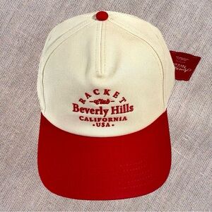 American Needle Beverly Hills Racket Club Cotton Cap Dad Hat O/S Red & Off White